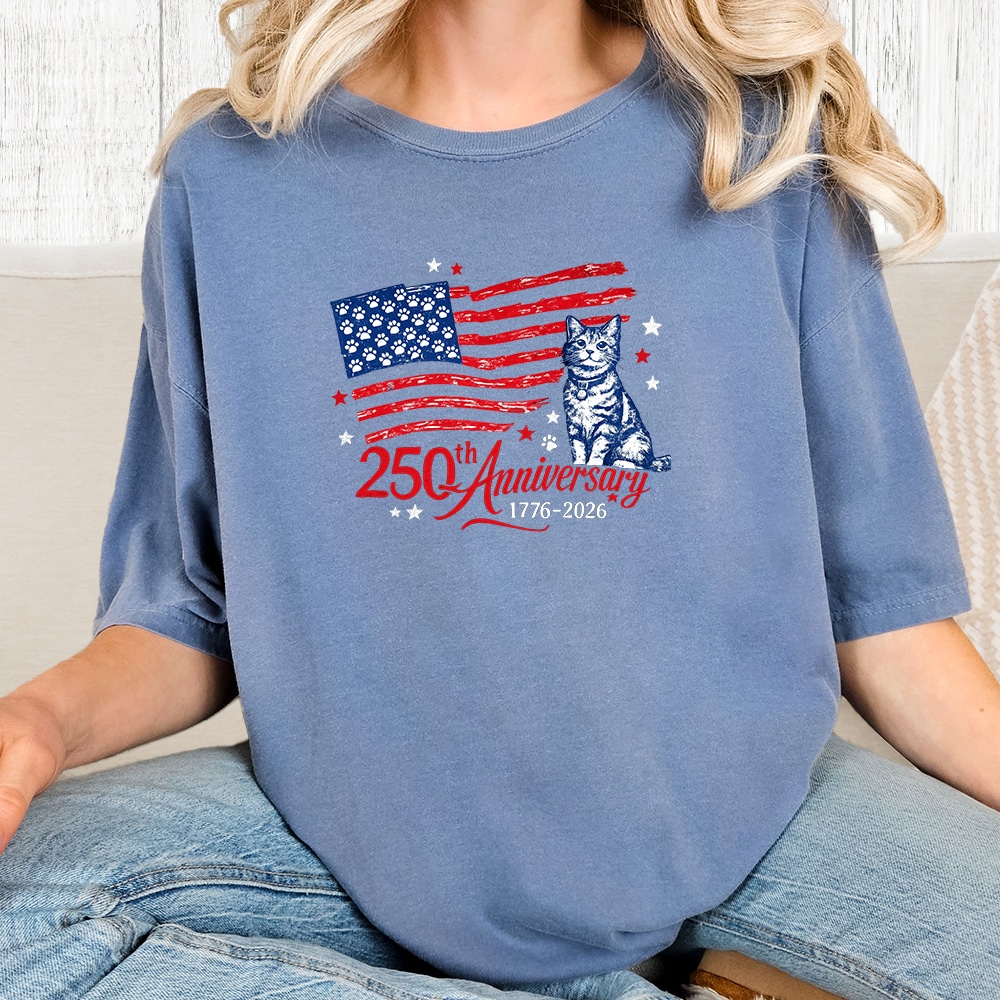 Comfort Colors 1776-2026 250th Anniversary Vintage Washed Tee - Blue Jean