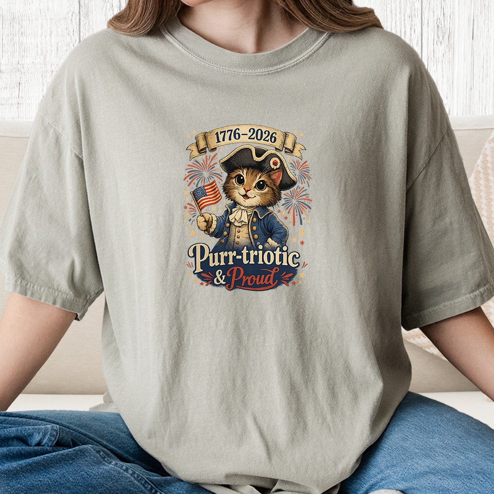 Comfort Colors Purr-triotic & Proud Vintage Washed Tee - Sandstone