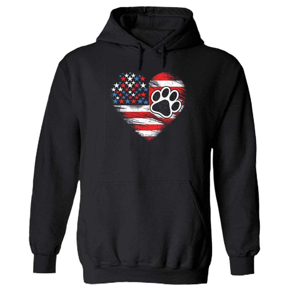 Patriot Paw Heart Hoodie Black