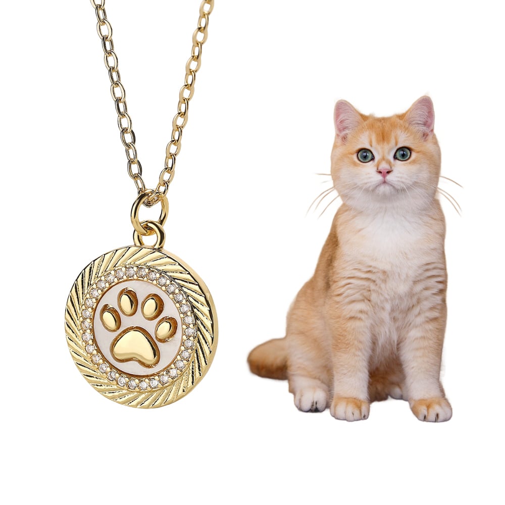 Golden Pawprint Pendant Necklace