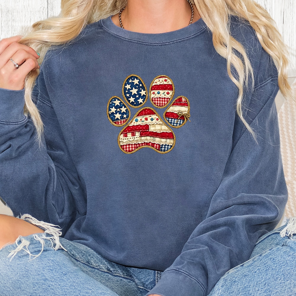 Comfort Colors All American Pawtriot Premium Sweatshirt - Denim