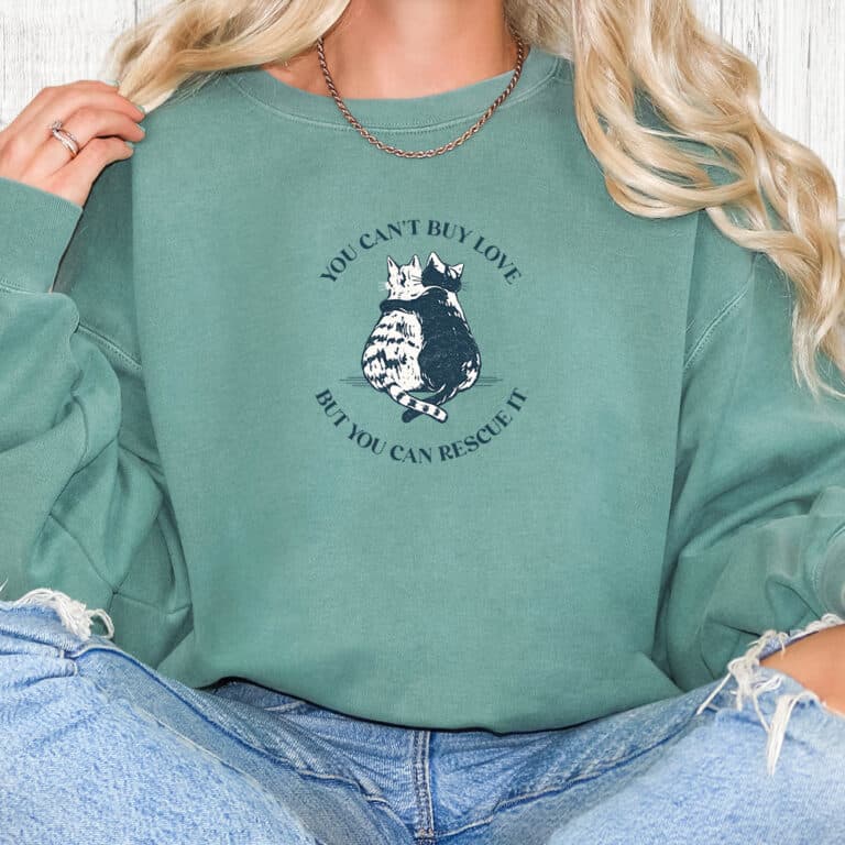 Comfort Colors Cat Rescue Lover Premium Sweatshirt – Light Green