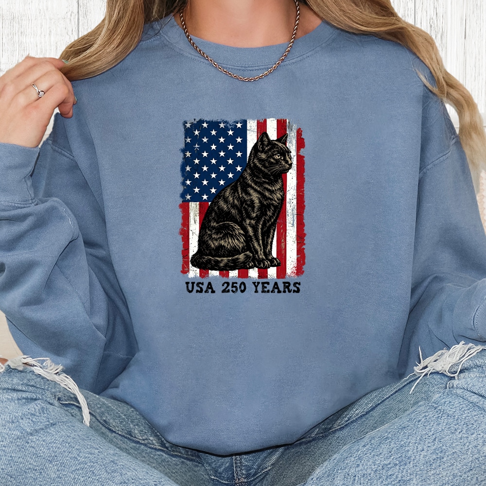 Comfort Colors Liberty Cat – 250 Years Premium Sweatshirt - Blue Jean