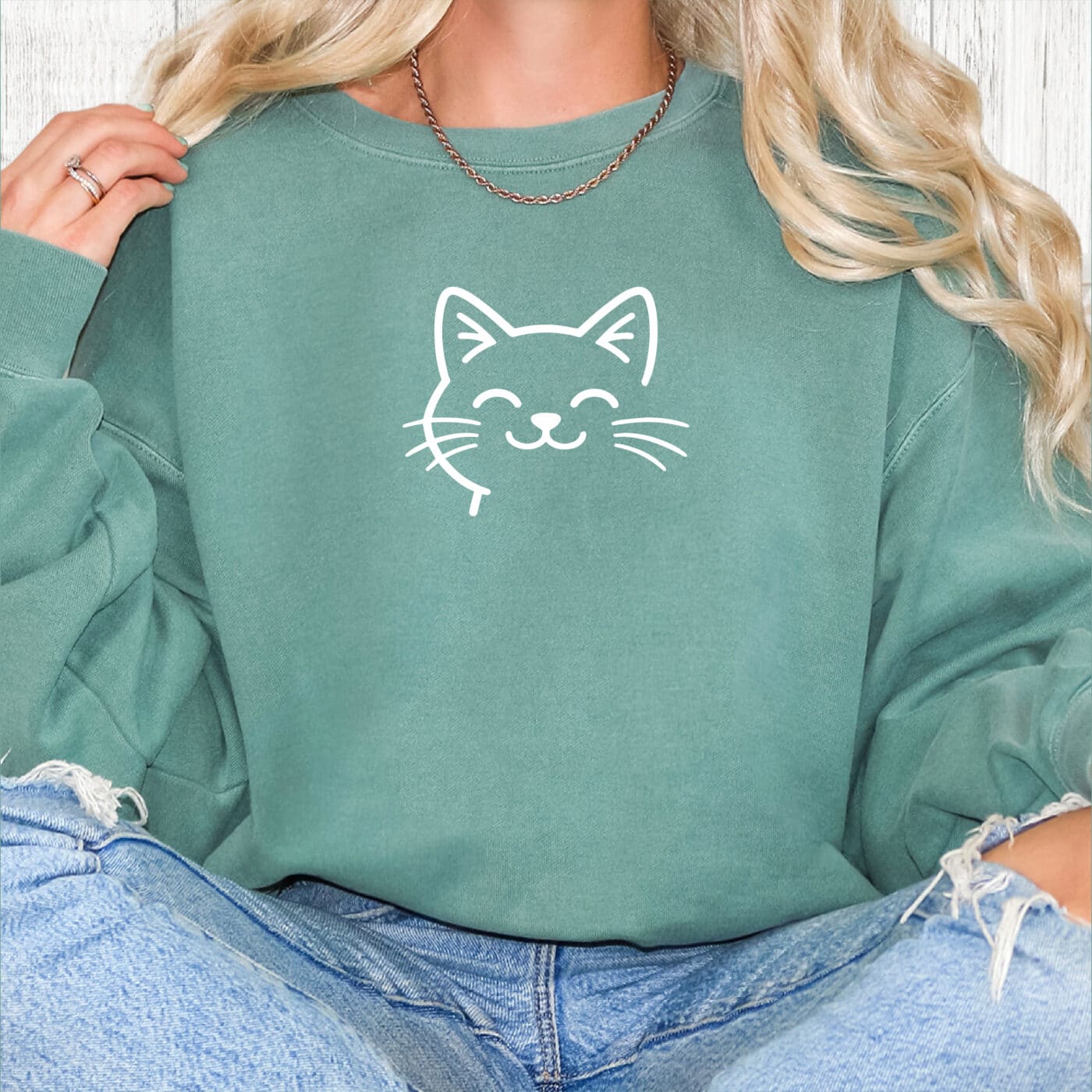 Comfort Colors Sweet Kitty Smile Premium Sweatshirt – Light Green