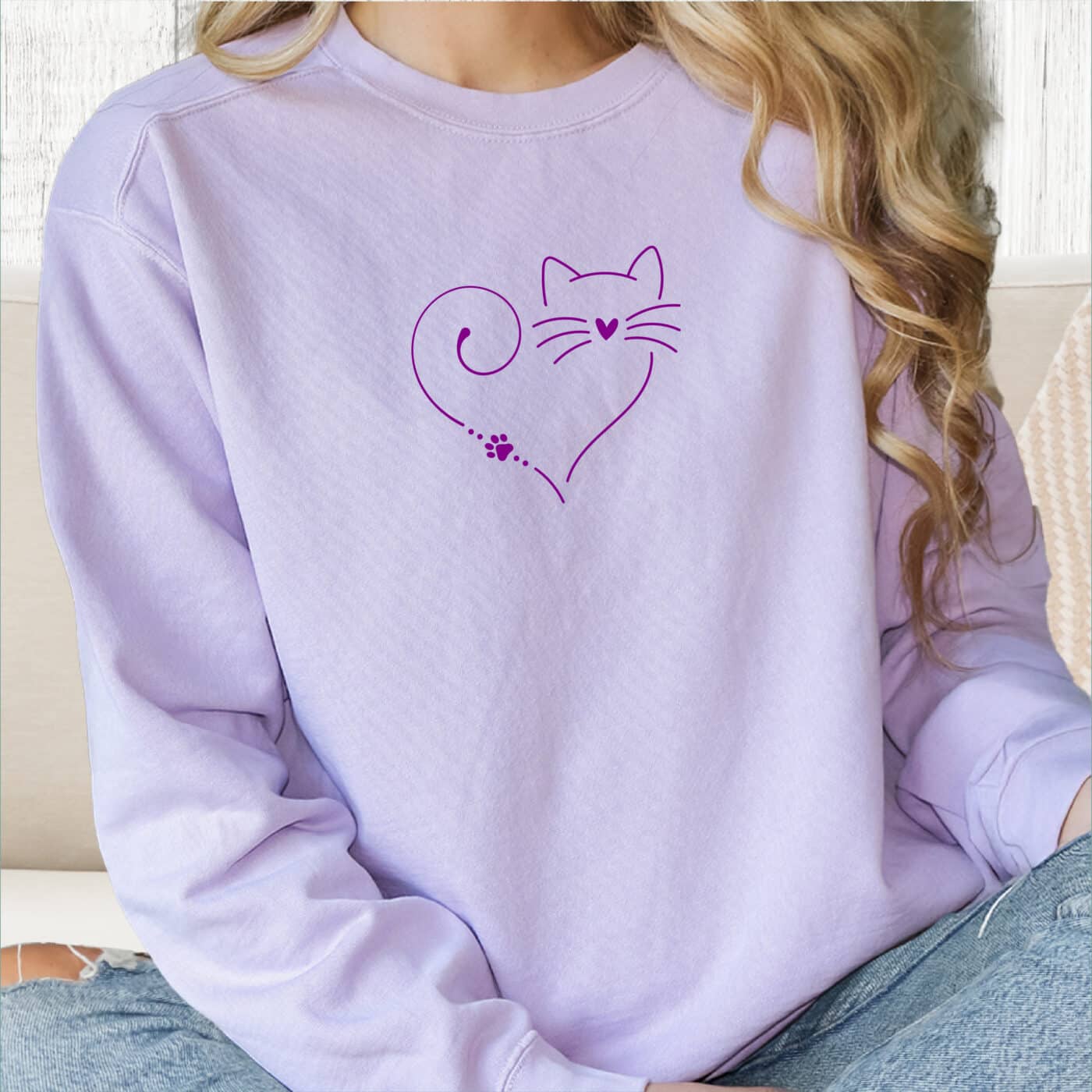 Comfort Colors The Purrfect Heart Premium Sweatshirt - Orchid
