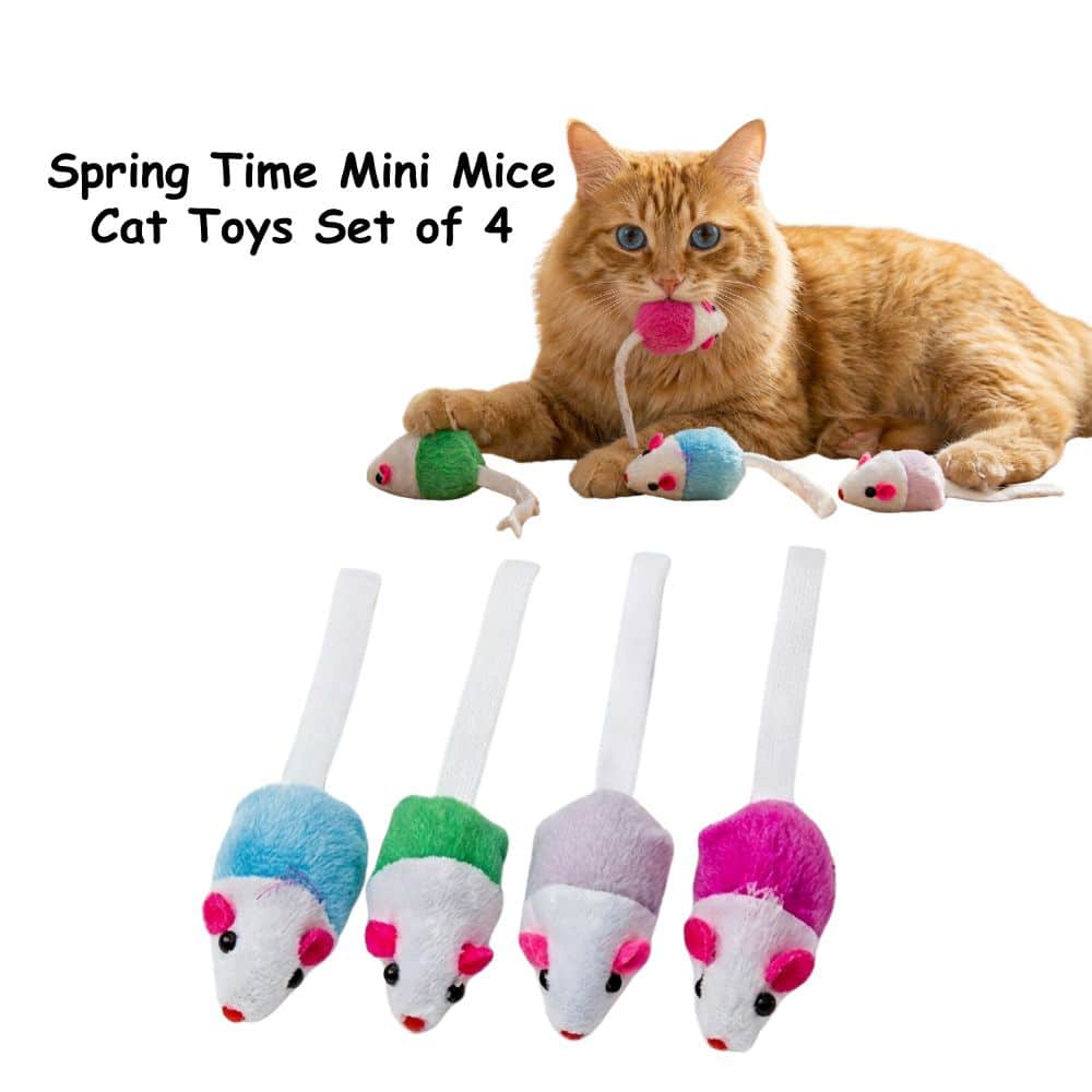 Pastel Pounce Mouse Pack of 4 Cat Toys- Helps Feed Hungry Shelter Cats in Need