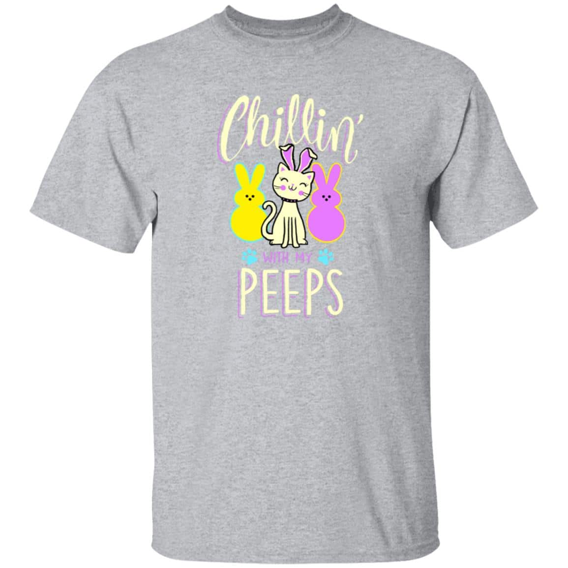 Chillin' With My Peeps Kids Tee Heather Grey