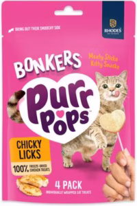 Bonkers PurrPops Grain-Free Chicky Licks Freeze-Dried Cat Treats
