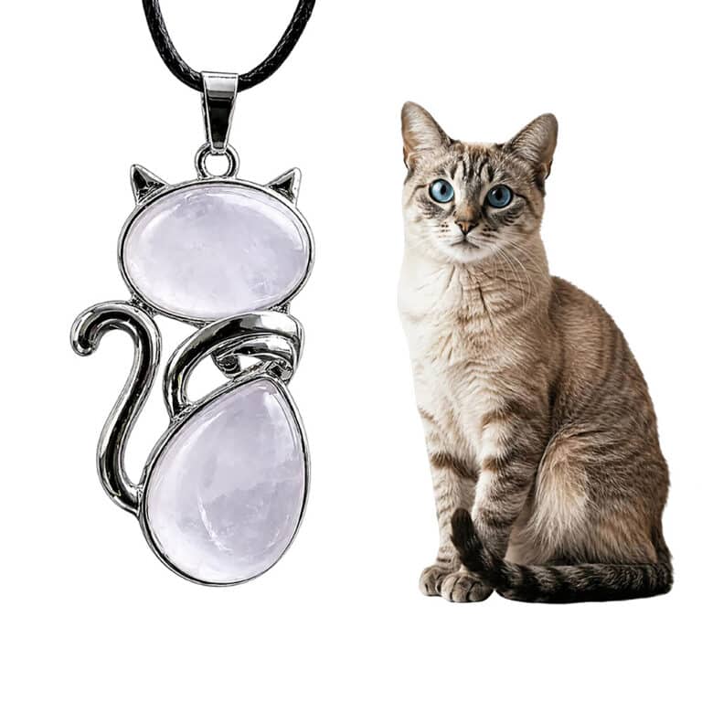 Cute Cat Crystal Pendant Necklace - Opal