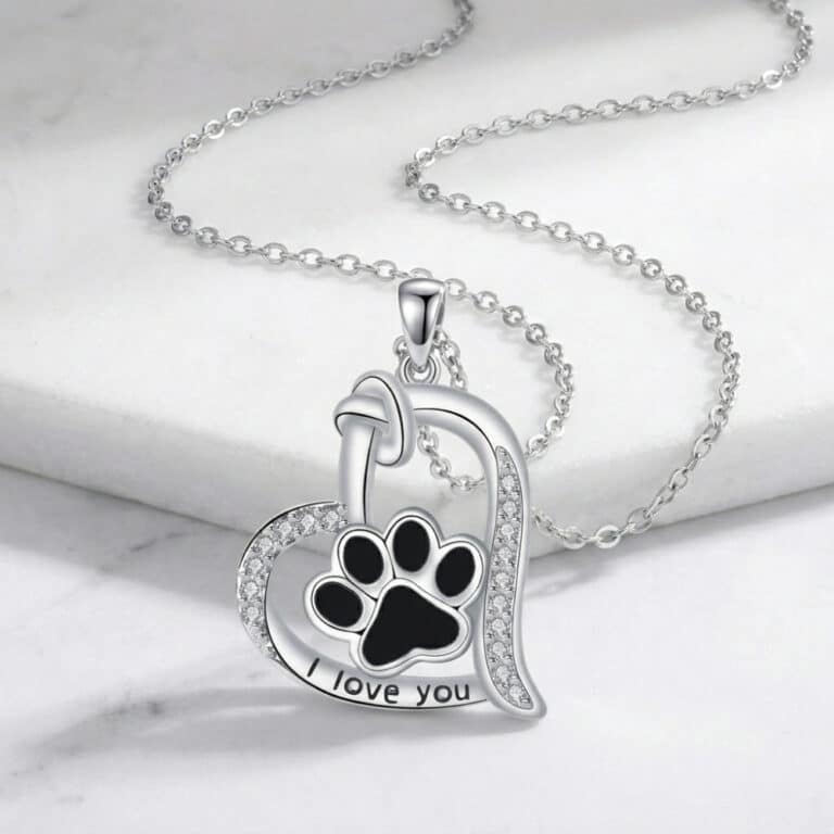 Always in My Heart Paw Necklace – Silver