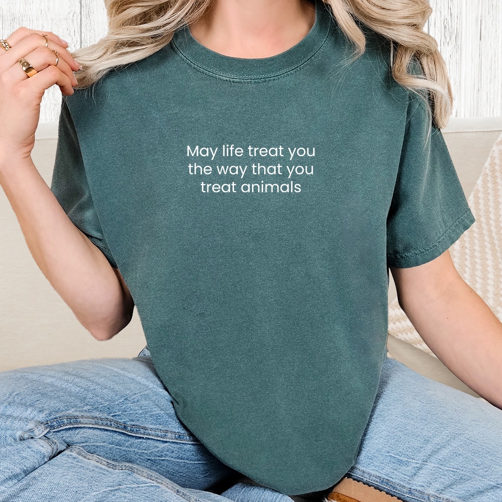 Comfort Colors The Way You Treat Animals Vintage Washed Tee - Blue Spruce