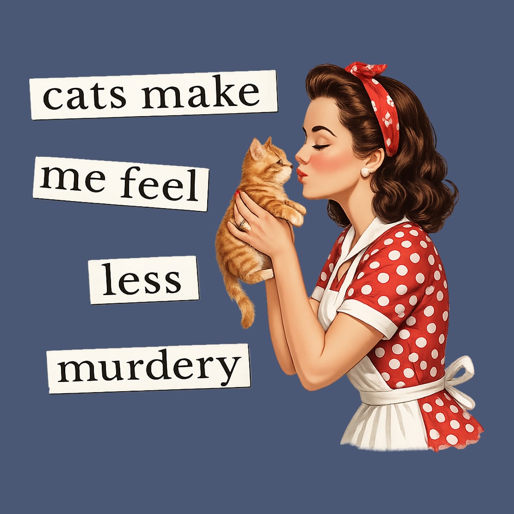 Comfort Colors Cats Make Me Feel Less Murdery Premium Sweatshirt - Denim - Image 2