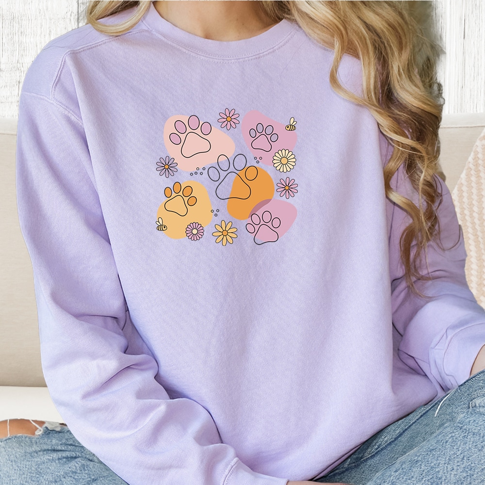 Comfort Colors Flower Power Paws Premium Sweatshirt - Orchid