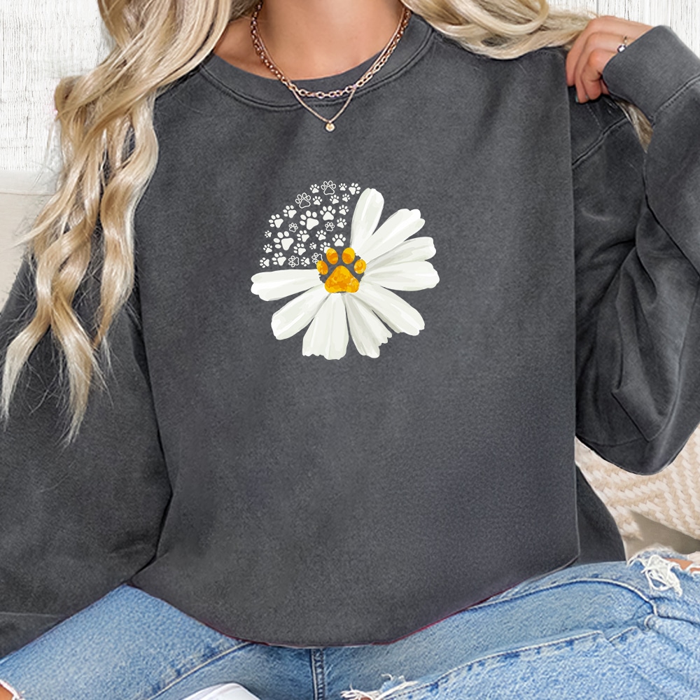 Comfort Colors Golden Paw Bloom Premium Sweatshirt - Pepper