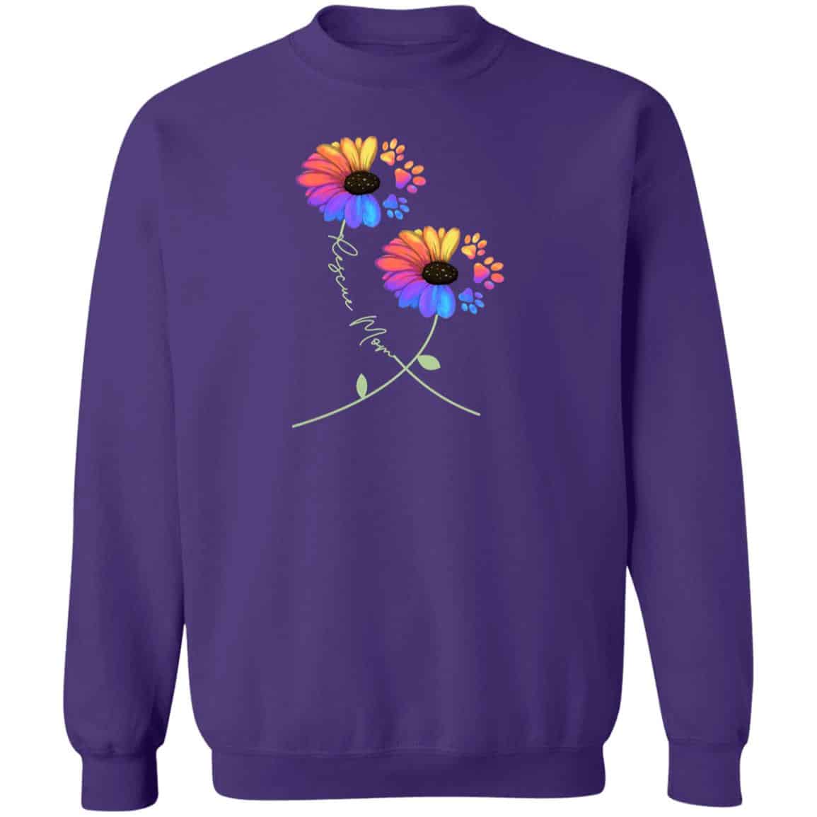 Rescue Mom Flowers Sweatshirt Purple