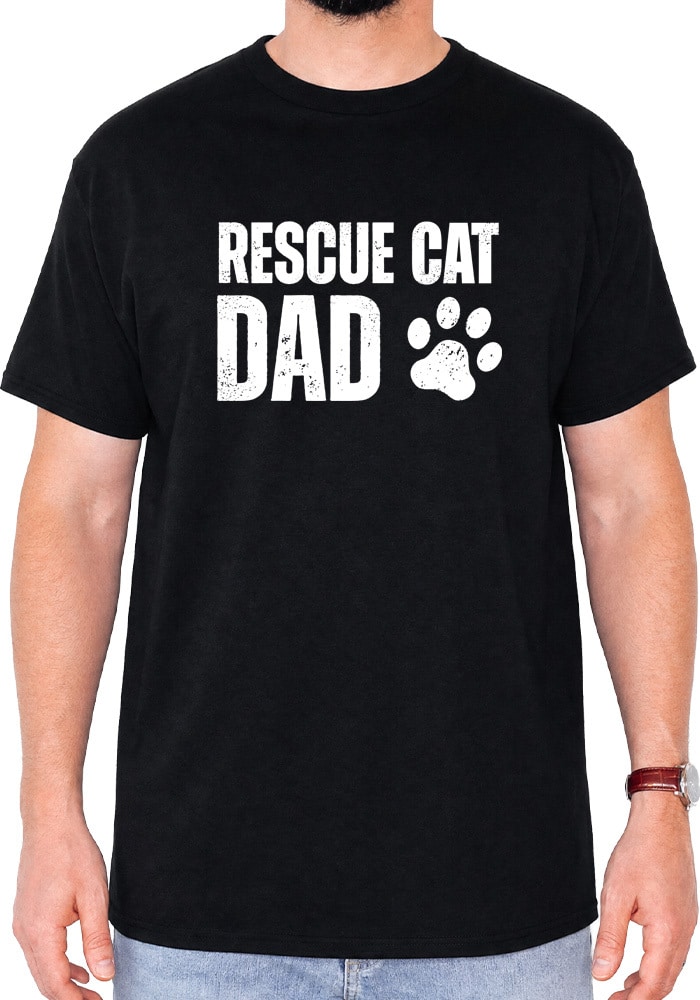 Rescue Cat Dad Standard Tee Black