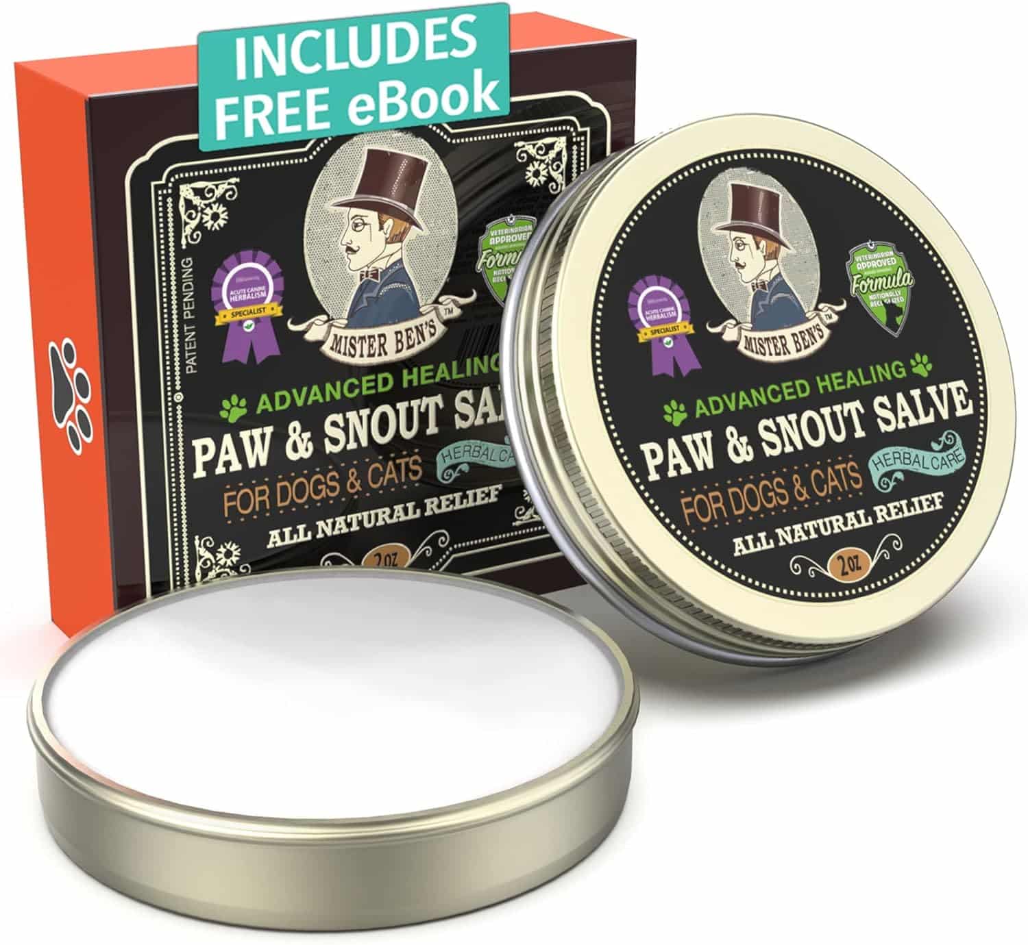 MISTER BEN'S Original All Natural Paw and Nose Salve Balm for Dogs Cats