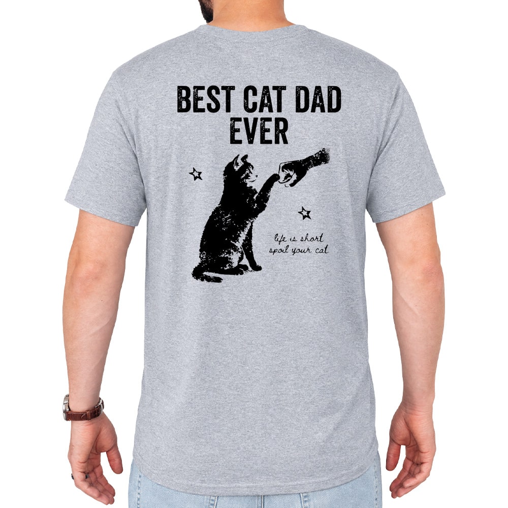 Cat Dad Spoil Your Cat Standard Tee Heather Grey