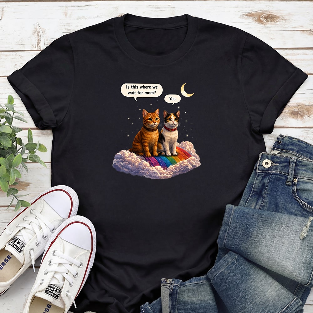 Sweet Rainbow Bridge Kitties Standard Tee Black