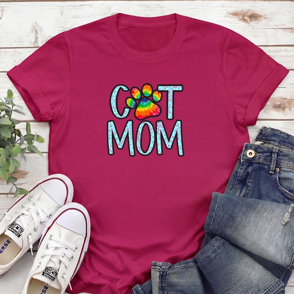 Groovy Cat Mom Standard Tee Red