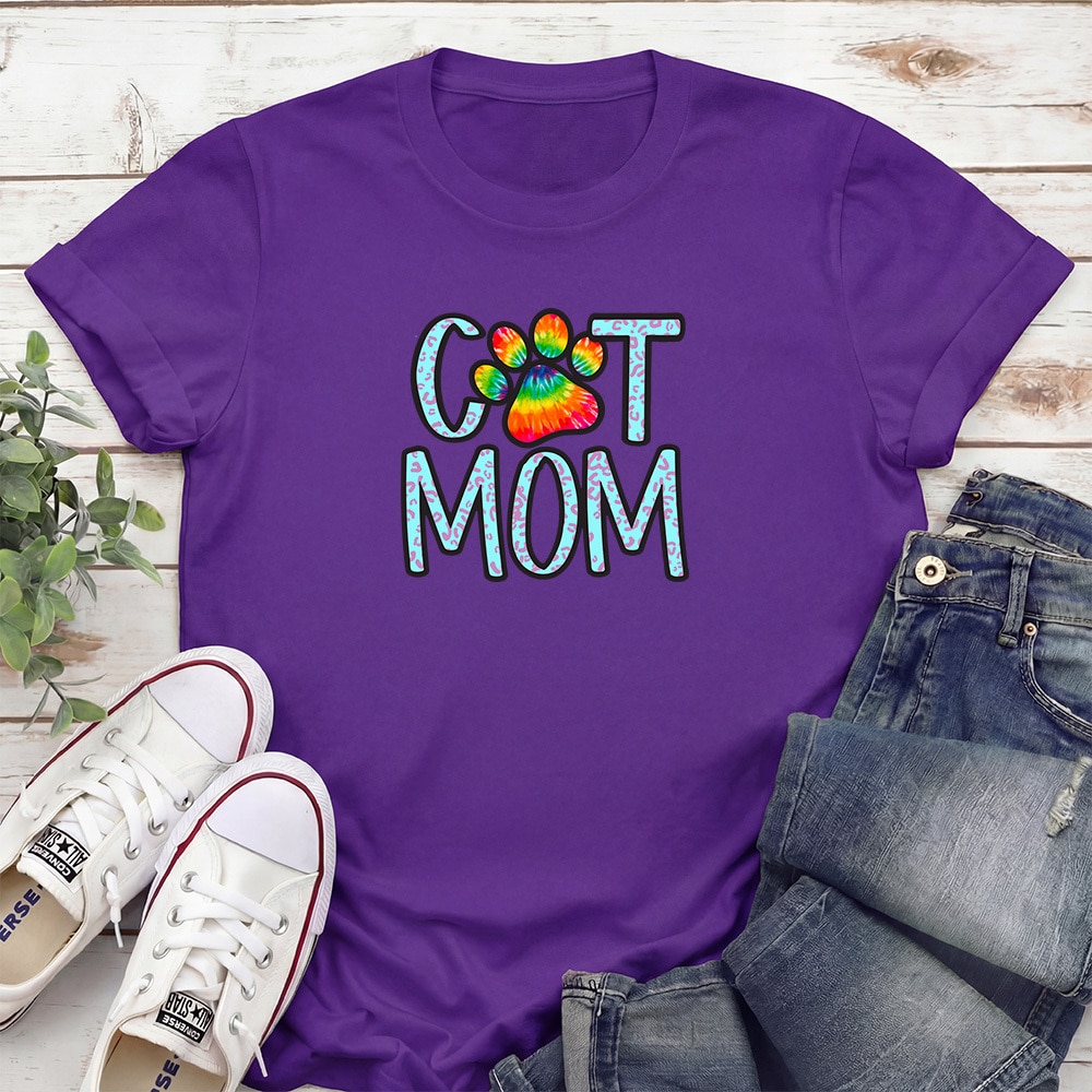 Groovy Cat Mom Standard Tee Purple