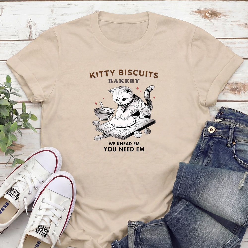 Kitty Biscuits Bakery Standard Tee Tan