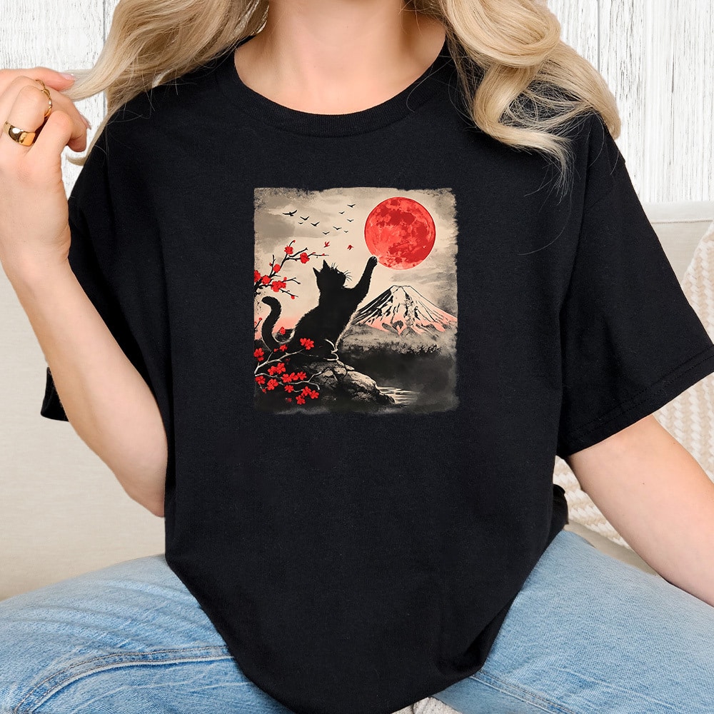 Comfort Colors Mystic Moon Cat Vintage Washed Tee - Black