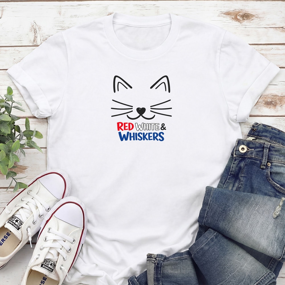 Red White & Whiskers Standard Tee White