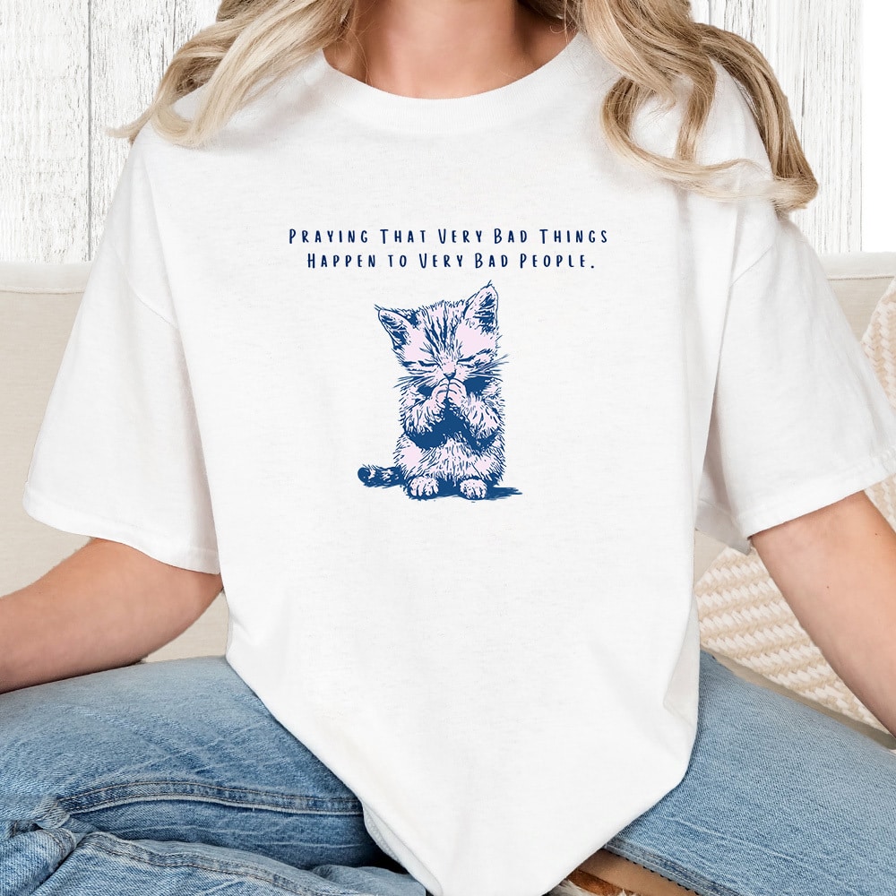 Comfort Colors Praying That Very Bad Things... Vintage Washed Tee - White
