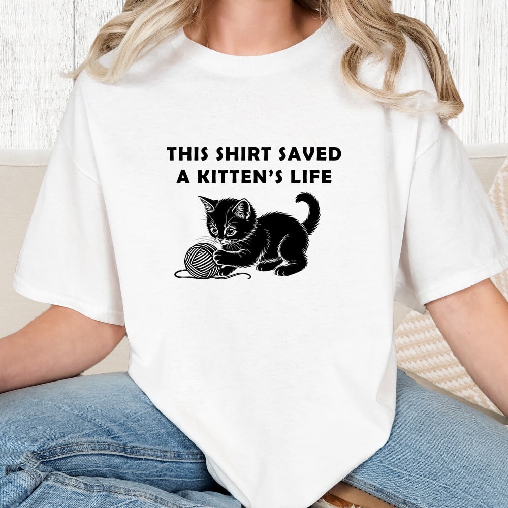 Comfort Colors This Shirt Saved A Kitten’s Life Vintage Washed Tee - White