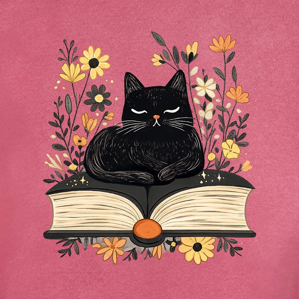 Comfort Colors Book Lover Cat Premium Sweatshirt - Crimson - Image 2