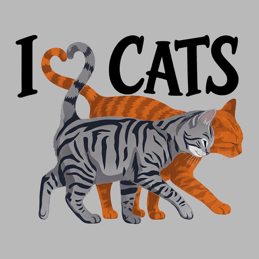 I Heart Cats Tail Standard Tee Heather Grey - Image 2