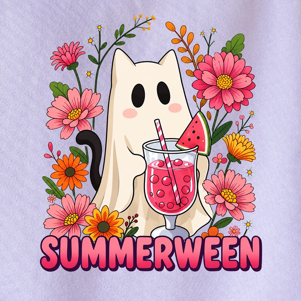Comfort Colors Summerween Cat Premium Sweatshirt - Orchid - Image 2