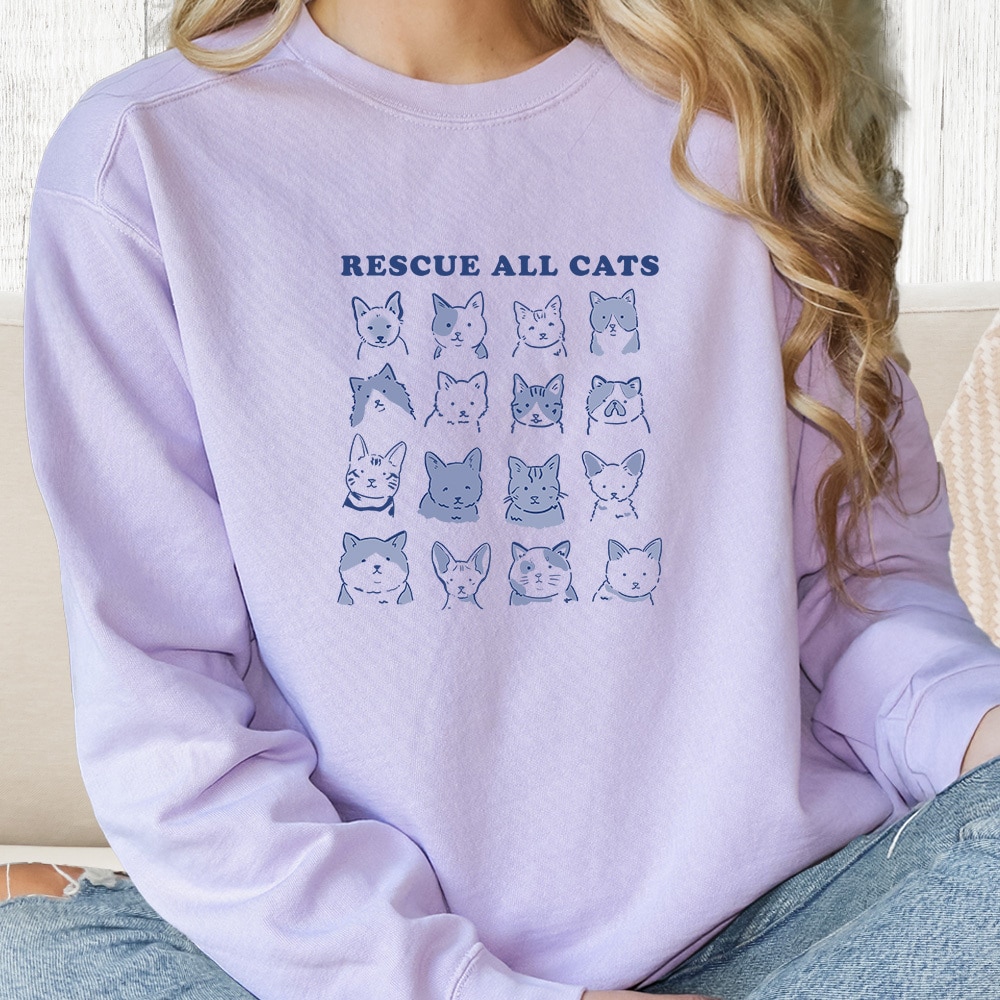 Comfort Colors Save Cats Rescue Shirt Premium Sweatshirt - Orchid