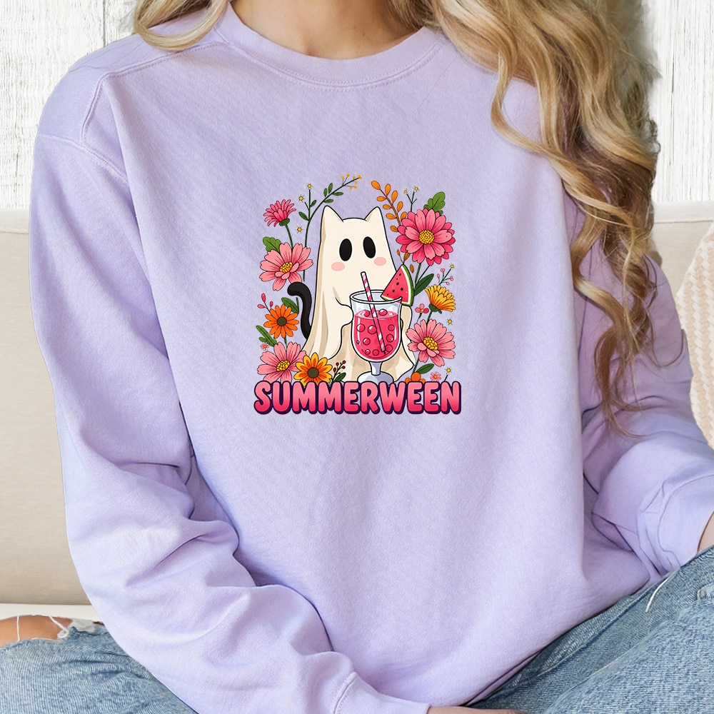 Comfort Colors Summerween Cat Premium Sweatshirt - Orchid