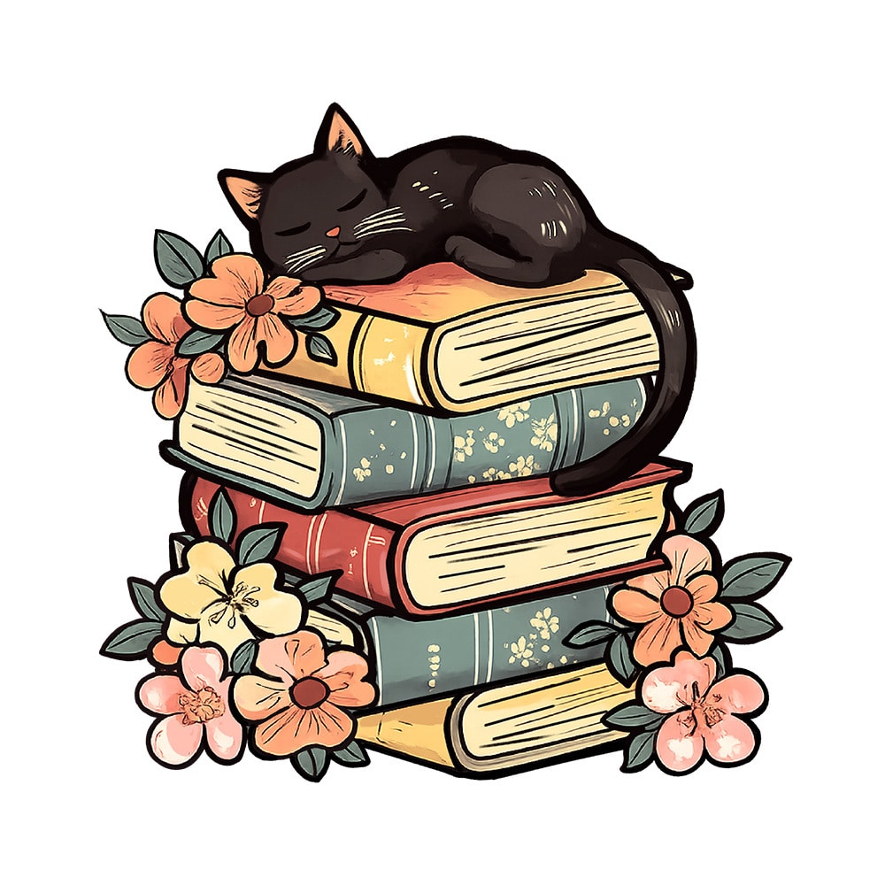 Cozy Reader Kitty Standard Tee White - Image 2