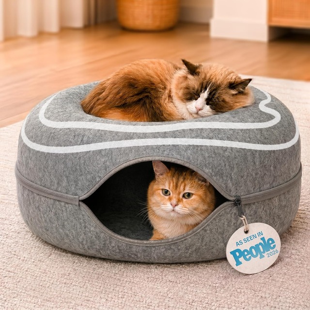 Peekaboo Cat Cave Donut tunnel bed