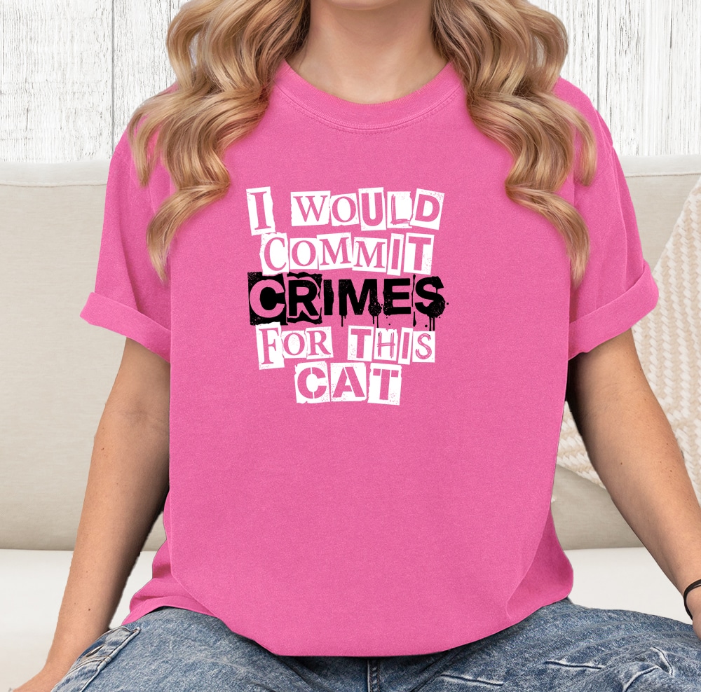 Comfort Colors I Would Commit Crimes For This Cat Vintage Washed Tee - Crunchberry