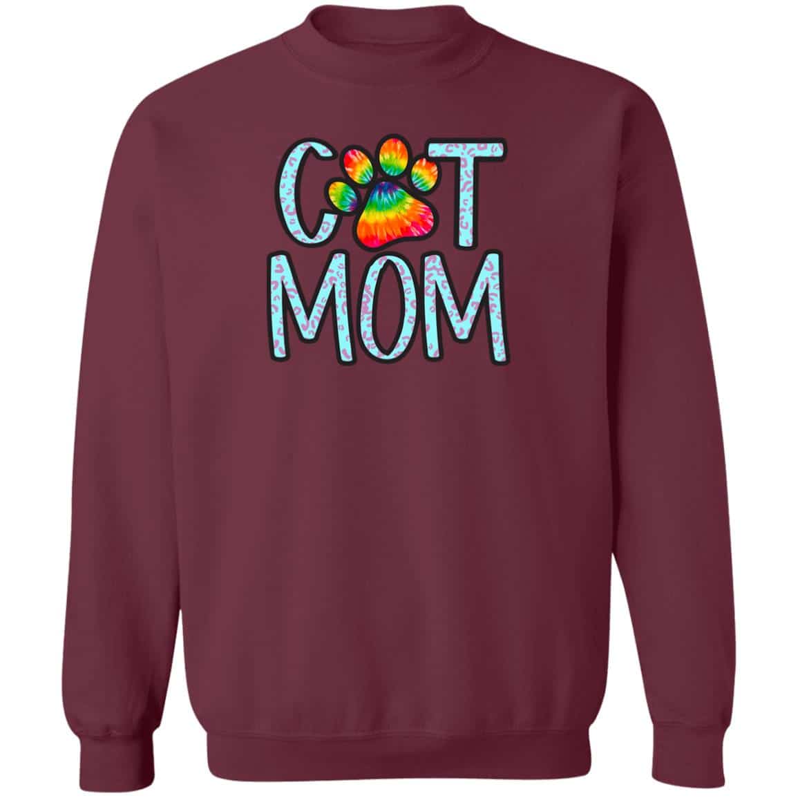 Groovy Cat Mom Sweatshirt Maroon