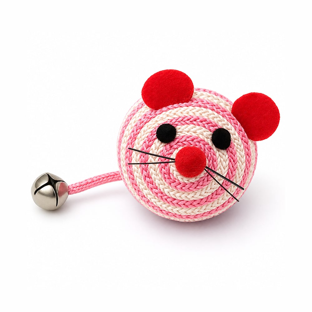 WhiskerWhirl Rope Pink Mouse Cat Toy – Fun for Playful Paws! - Helps Feed Hungry Shelter Cats in Need