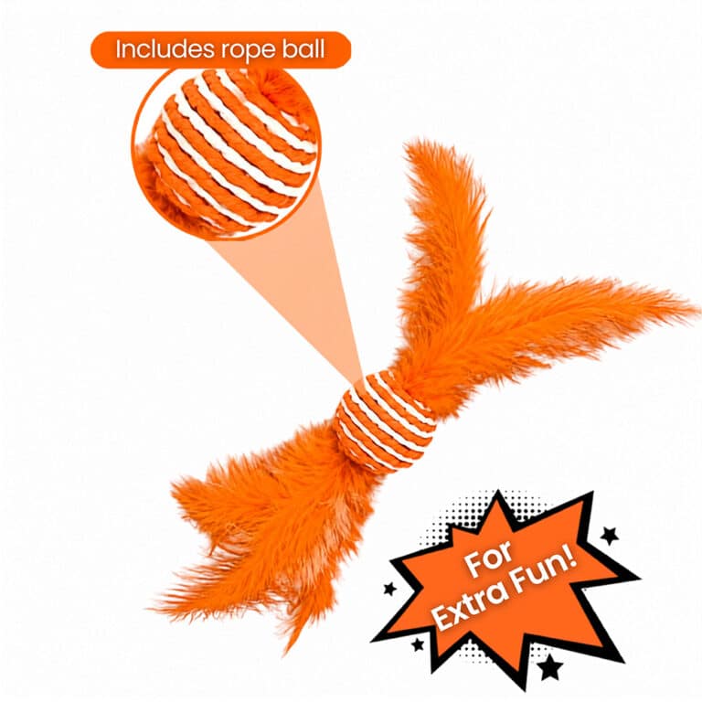 Double FeatherPaw Paper Ball Orange- Interactive & Fun For Your Kitty