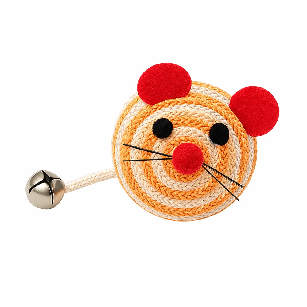 WhiskerWhirl Rope Yellow Mouse Cat Toy – Fun for Playful Paws! - Helps Feed Hungry Shelter Cats in Need