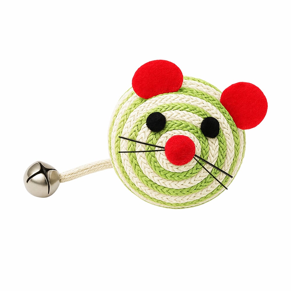 WhiskerWhirl Rope Green Mouse Cat Toy – Fun for Playful Paws! - Helps Feed Hungry Shelter Cats in Need