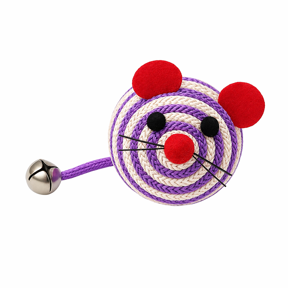 WhiskerWhirl Rope Purple Mouse Cat Toy – Fun for Playful Paws! - Helps Feed Hungry Shelter Cats in Need