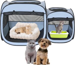 EighteenTek® 2-in-1 Portable Cat Playpen
