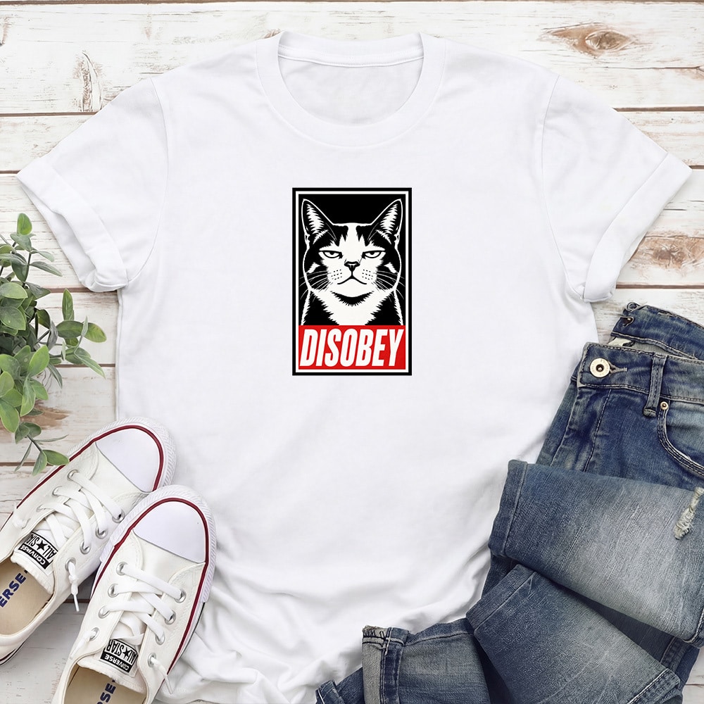 Cat Disobey Standard Tee White