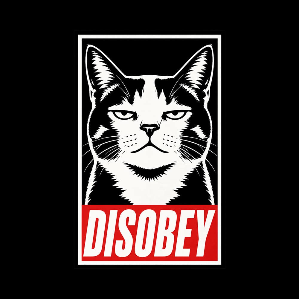 Cat Disobey Standard Tee Black - Image 2