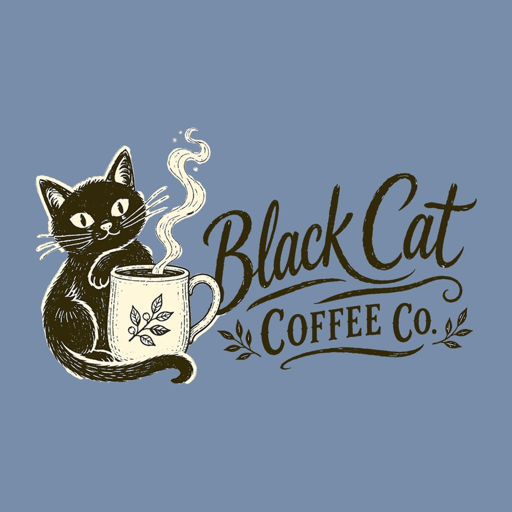 Comfort Colors Black Cat Coffee Co. Premium Sweatshirt - Blue Jean - Image 2