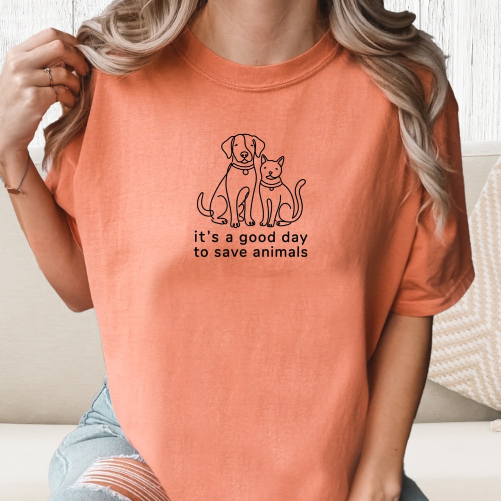 Comfort Colors It’s A Good Day To Save Animals Vintage Washed Tee - Terracotta