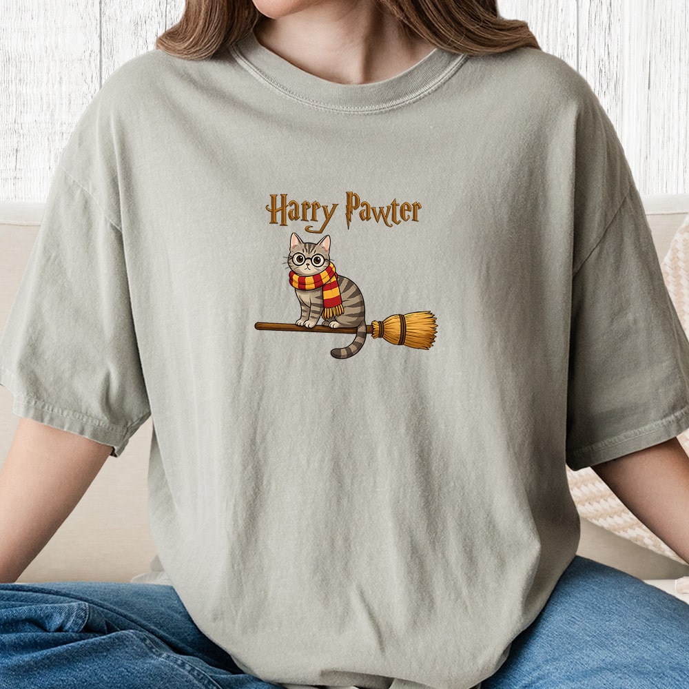 Comfort Colors Harry Pawter Broom Vintage Washed Tee - Sandstone